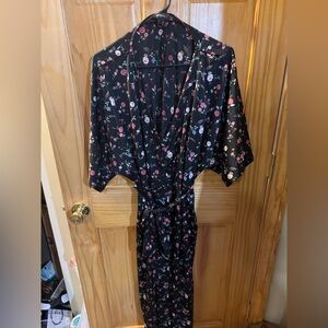 Tie waist button front kimono style coverup